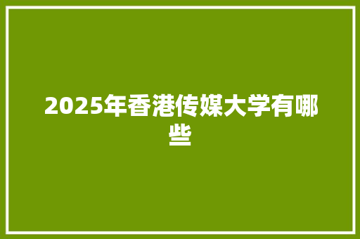 2025年香港传媒大学有哪些