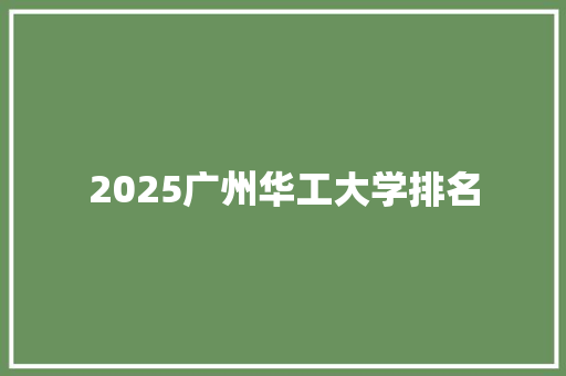 2025广州华工大学排名