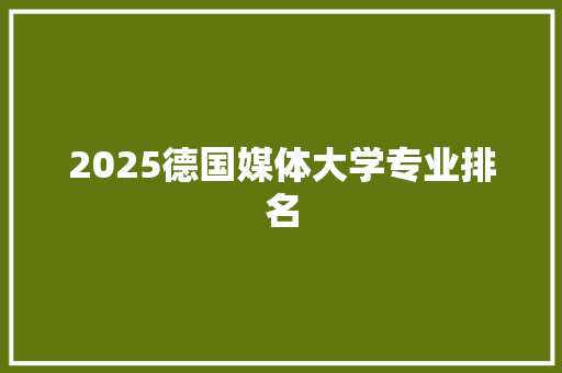 2025德国媒体大学专业排名