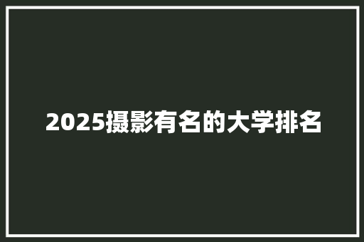 2025摄影有名的大学排名