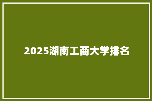 2025湖南工商大学排名