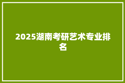 2025湖南考研艺术专业排名