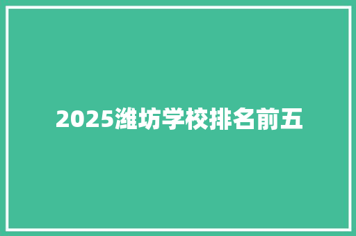 2025潍坊学校排名前五