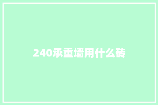 240承重墙用什么砖