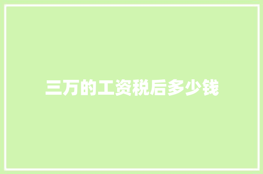 三万的工资税后多少钱