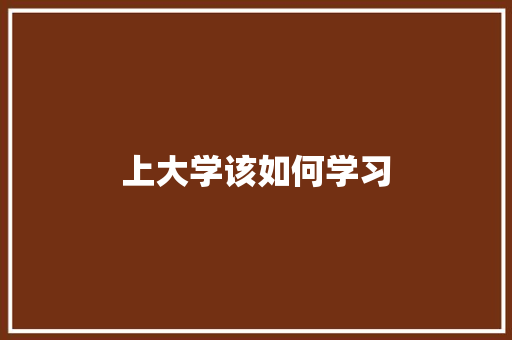 上大学该如何学习