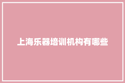 上海乐器培训机构有哪些