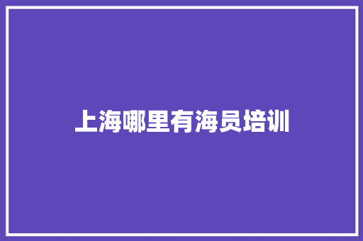 上海哪里有海员培训