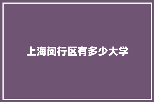 上海闵行区有多少大学
