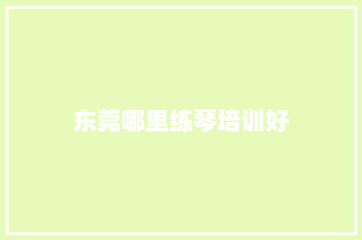 东莞哪里练琴培训好