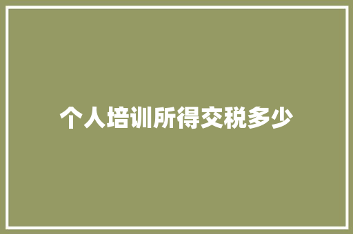 个人培训所得交税多少