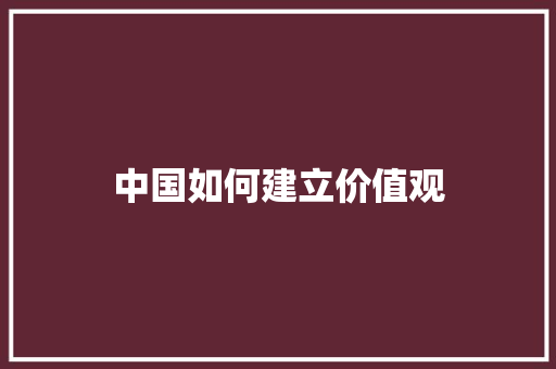中国如何建立价值观