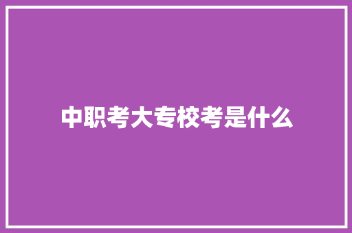 中职考大专校考是什么