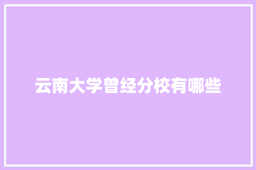 云南大学曾经分校有哪些