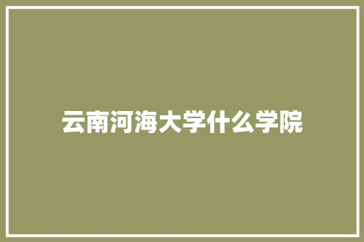 云南河海大学什么学院