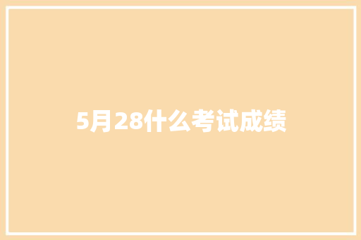 5月28什么考试成绩
