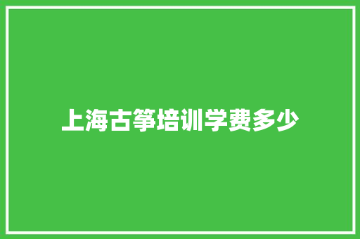 上海古筝培训学费多少