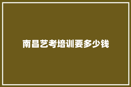 南昌艺考培训要多少钱