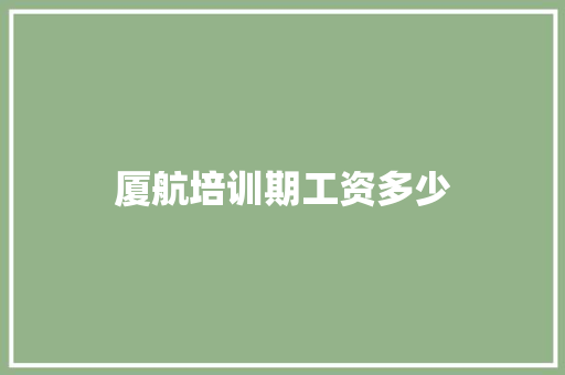 厦航培训期工资多少