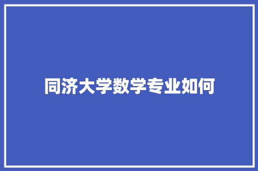 同济大学数学专业如何