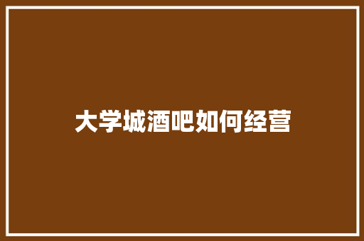 大学城酒吧如何经营