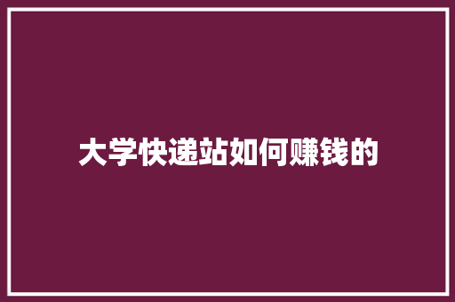 大学快递站如何赚钱的