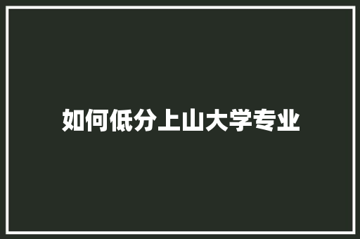 如何低分上山大学专业