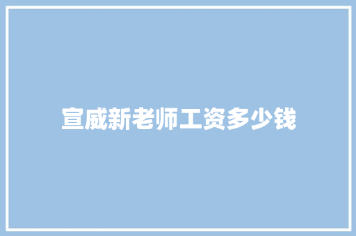 宣威新老师工资多少钱