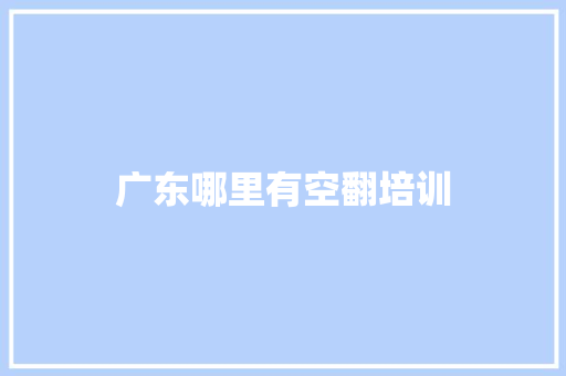 广东哪里有空翻培训