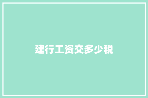 建行工资交多少税 项目报告