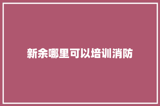 新余哪里可以培训消防