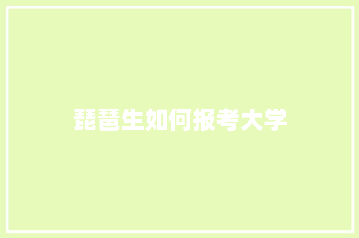 琵琶生如何报考大学