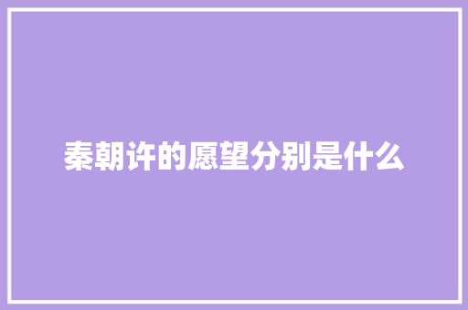 秦朝许的愿望分别是什么 应用文