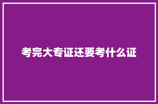 考完大专证还要考什么证