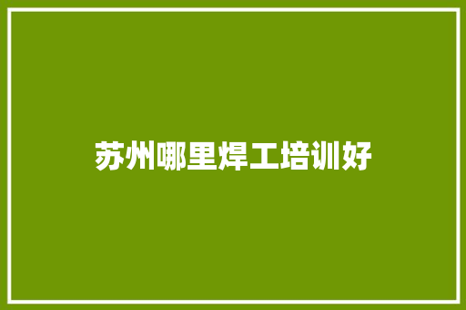 苏州哪里焊工培训好