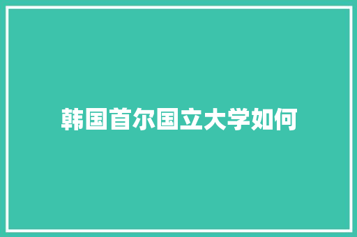韩国首尔国立大学如何