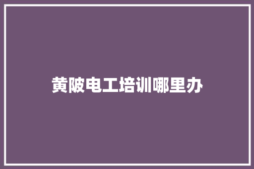 黄陂电工培训哪里办