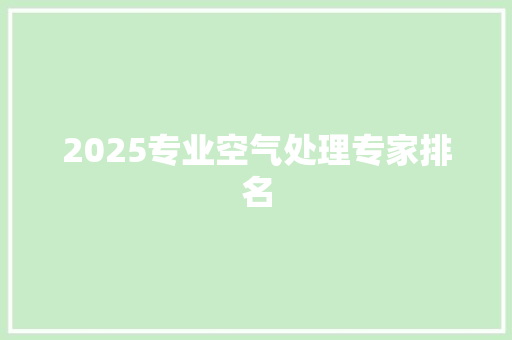2025专业空气处理专家排名