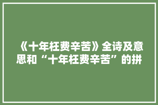 《十年枉费辛苦》全诗及意思和“十年枉费辛苦”的拼音注释