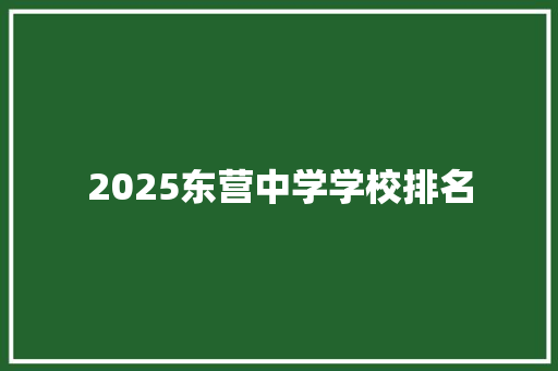 2025东营中学学校排名