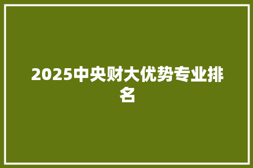 2025中央财大优势专业排名