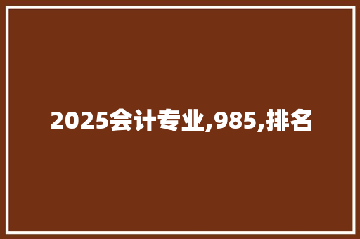 2025会计专业,985,排名