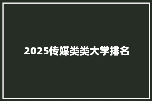 2025传媒类类大学排名