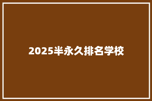 2025半永久排名学校