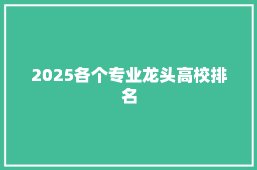 2025各个专业龙头高校排名