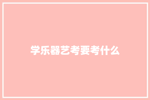 学乐器艺考要考什么