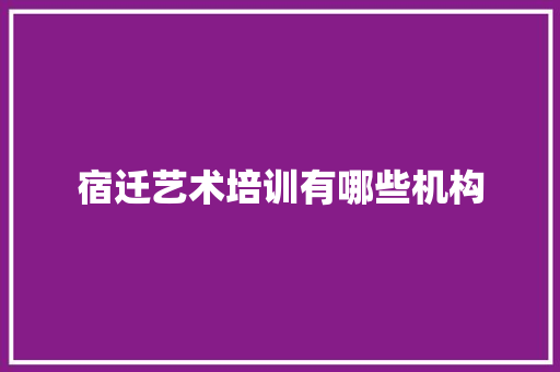 宿迁艺术培训有哪些机构