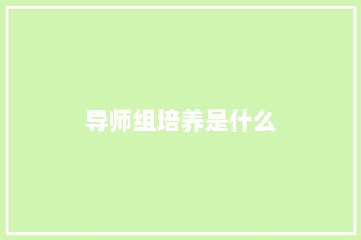导师组培养是什么