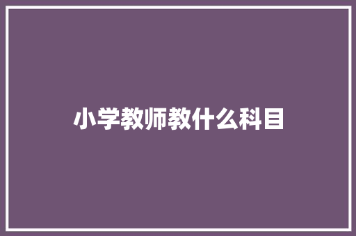 小学教师教什么科目
