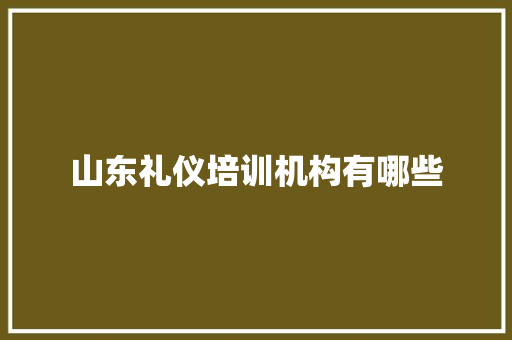 山东礼仪培训机构有哪些